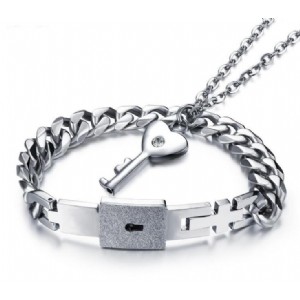 316L Stainless Steel Lock Bracelet Couples Jewelry Key for Women Bracelets&Bangles