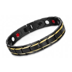 Black Men′s Health Bracelets & Bangles Magnetic H Power Stainless Steel Charm Bracelet