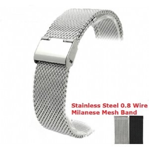 Black Silver Stainless Steel Milanese Mesh Watch Band Bracelet Strap 0.8 Wire Mesh for CK