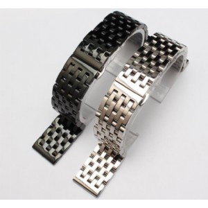 Butterfly Folding Buckle Stainless Steel Band Strap 7 Beads Solid Links Bracelet Watch Band