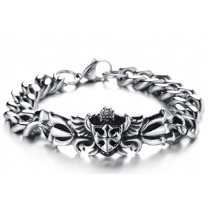 Chain Link Mens Bracelet Punk Rock 316L Stainless Steel Flower Pattern Bracelets