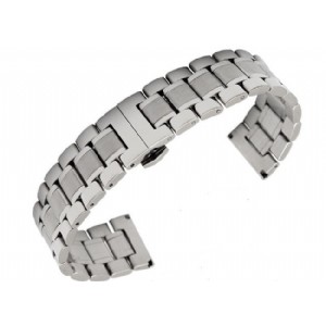 Classic Solid Stainless Steel Watch Band 5 Beads Fold Clasp Watch Strap for Longines Link Bracelet