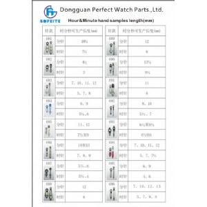 Copper Material Hour Hand and Minute Hand Watch Hands Watch Parts For Different Movement Model