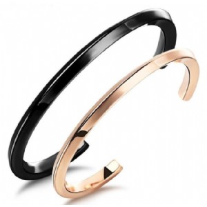 Cuff Bangles Open Bracelets for Men Women Black & Rose Gold Pulseira Masculina Feminina