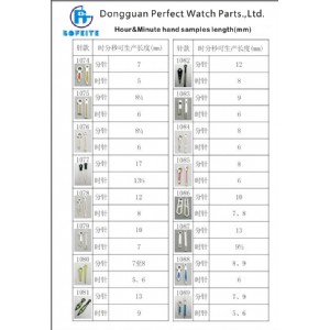 Different Colors Brass Watch Hands for Wrist Watch