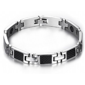 Fashion Men Hematite Magnetic Bracelet Stainless Steel Chain with Zircon Stone Wholesale