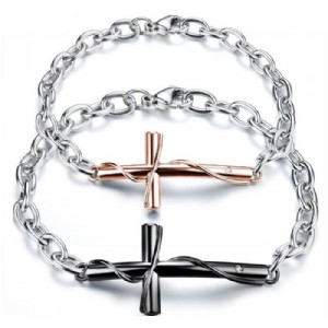 Fashion Stainless Steel Cross Lover Couple Bracelet Classical Hand Chain Valentine Day Gifts