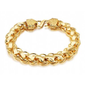 Gold Color Chain Link Wholesale Trendy Rock Style Copper Mens′ Bracelets