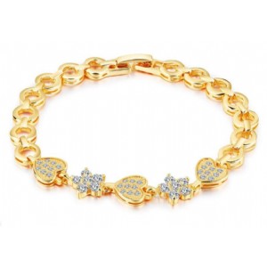 Heart Charm Bracelets for Women Gold Chain Cubic Zirconia Bracelets&Bangles