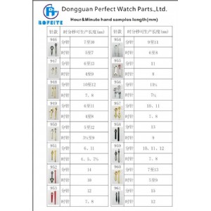 High Quality Different Sizes Hour Hands Minute Hands and Second Hands For Brand Watch Parts
