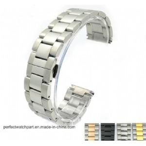 High Quality Metal Watch Band Strap 3 Beads Solid Stainless Steel Bracelet Deployment Watchband