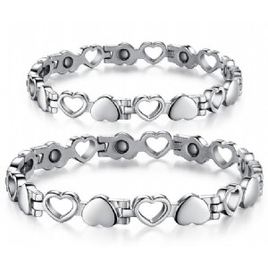 Men Health Magnetic Stainless Steel Women Men Bracelets Heart Shape Couples Wristbands