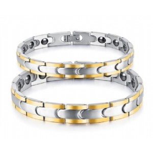 Men & Women Jewelry Health Care Magnetic Stainless Steel Anti Fatigue Lovers Bracelet&Bangles