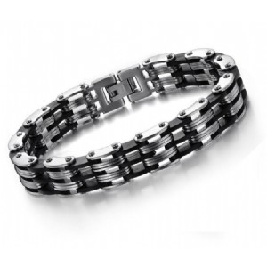 Motor Bike Chain Motorcycle Chain Bracelet Bangle Jewelry with Silicone Hip-Hop Style