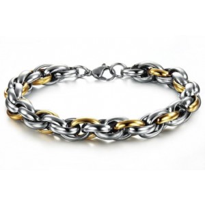 Punk Chain Link Bracelets Gold and Silver Color Stainless Steel Bracelets & Bangles