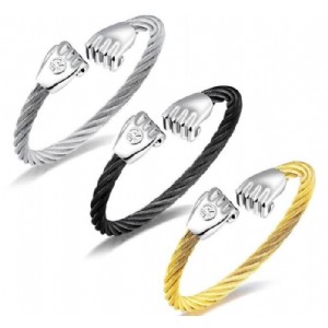 Stainless Steel 3 Colors Twisted Cuff Bracelet 195mm