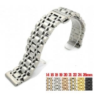 Stainless Steel 7 Beads Watch Band Strap Watchband High-End Men&Women Classic Wristband