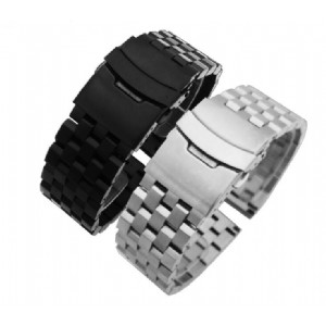 Stainless Steel Men's Tank Watch Band 5 Beads Fold Clasp Watch Strap for Brand Watch Link Bracelets