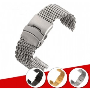 Stainless Steel Watchband Strap Wire Shark Mesh Bracelet Flat End for Omega Breitling