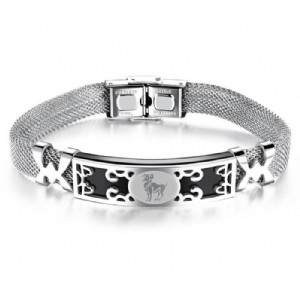 Vintage Stainless Steel 12 Constellations Bracelet Men Jewelry Brand Punk Rock Bracelets&Bangles